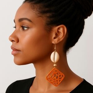 Bohemian Snakehead Cowrie Shell Dangle Earrings